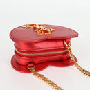 SAINT LAURENT Chain Shoulder Bag Leather Red Gold Auth BD2192M-7