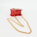 SAINT LAURENT Chain Shoulder Bag Leather Red Gold Auth BD2192M-8