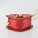 SAINT LAURENT Chain Shoulder Bag Leather Red Gold Auth BD2192M-14