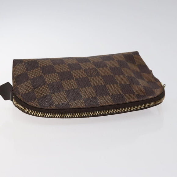 LOUIS VUITTON Damier Ebene Pochette Cosmetic PM Pouch N47516 LV Auth BD2195