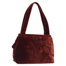 CHANEL Shoulder Bag Velor Bordeaux Fuchsia CC Auth BD2198-1