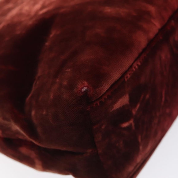 CHANEL Shoulder Bag Velor Bordeaux Fuchsia CC Auth BD2198