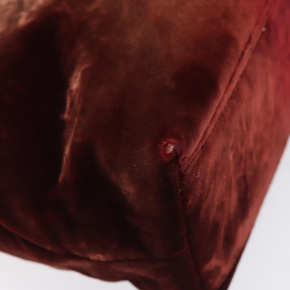 CHANEL Shoulder Bag Velor Bordeaux Fuchsia CC Auth BD2198