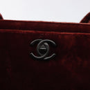 CHANEL Shoulder Bag Velor Bordeaux Fuchsia CC Auth BD2198-18