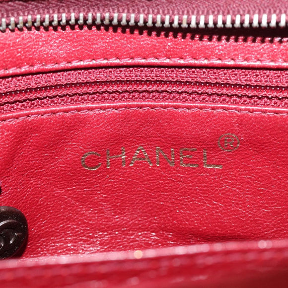 CHANEL Shoulder Bag Velor Bordeaux Fuchsia CC Auth BD2198