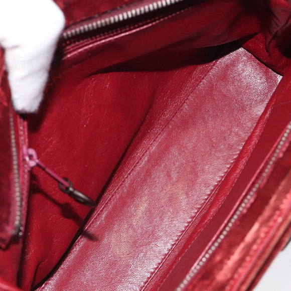 CHANEL Shoulder Bag Velor Bordeaux Fuchsia CC Auth BD2198