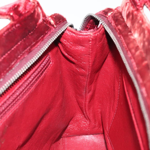 CHANEL Shoulder Bag Velor Bordeaux Fuchsia CC Auth BD2198