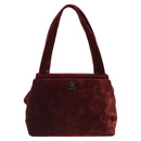CHANEL Shoulder Bag Velor Bordeaux Fuchsia CC Auth BD2198-13