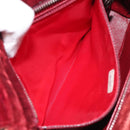 CHANEL Shoulder Bag Velor Bordeaux Fuchsia CC Auth BD2198-23