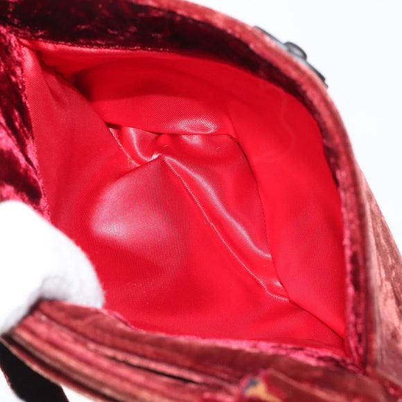 CHANEL Shoulder Bag Velor Bordeaux Fuchsia CC Auth BD2198