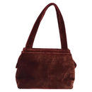 CHANEL Shoulder Bag Velor Bordeaux Fuchsia CC Auth BD2198-2