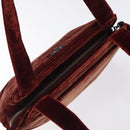 CHANEL Shoulder Bag Velor Bordeaux Fuchsia CC Auth BD2198-6