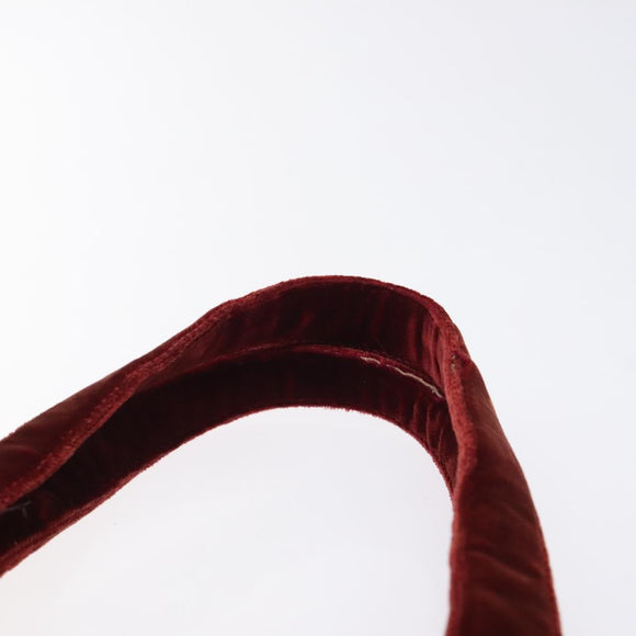 CHANEL Shoulder Bag Velor Bordeaux Fuchsia CC Auth BD2198