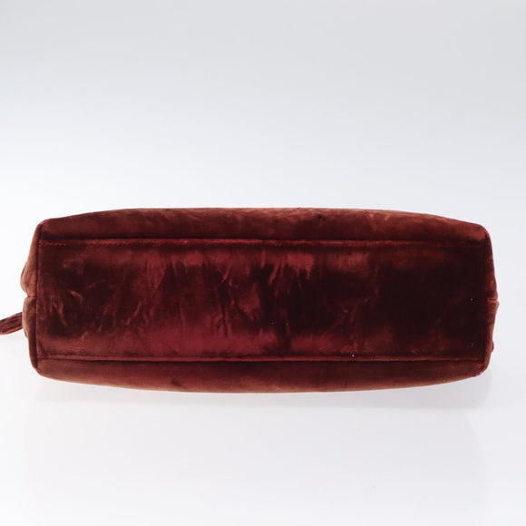 CHANEL Shoulder Bag Velor Bordeaux Fuchsia CC Auth BD2198