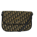 Christian Dior Trotter Canvas Shoulder Bag Navy Gold Auth BD2210-1