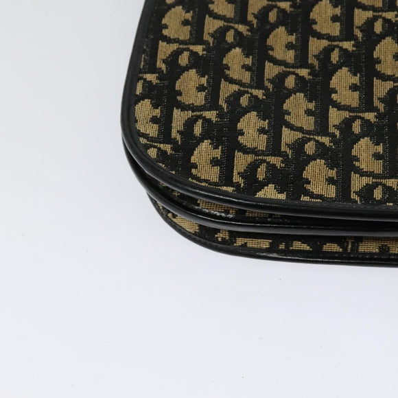 Christian Dior Trotter Canvas Shoulder Bag Navy Gold Auth BD2210