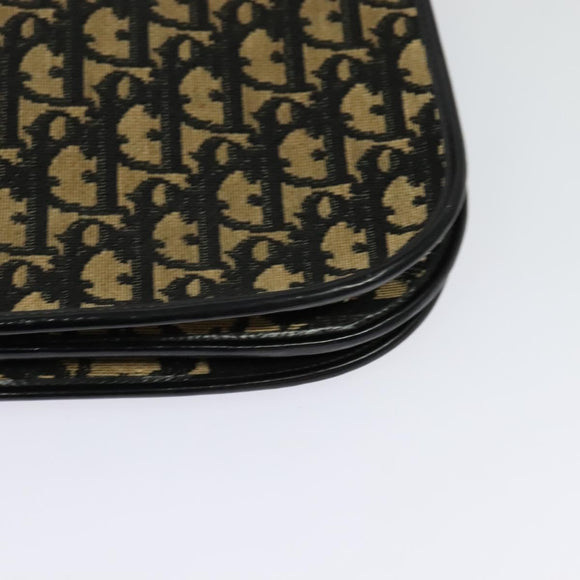 Christian Dior Trotter Canvas Shoulder Bag Navy Gold Auth BD2210