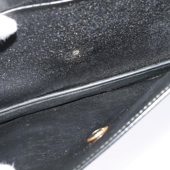 Christian Dior Trotter Canvas Shoulder Bag Navy Gold Auth BD2210