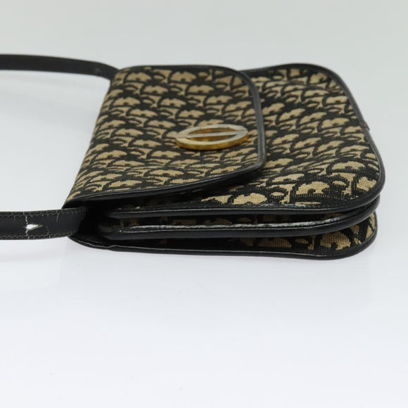 Christian Dior Trotter Canvas Shoulder Bag Navy Gold Auth BD2210