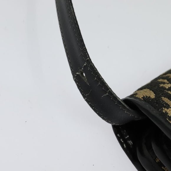 Christian Dior Trotter Canvas Shoulder Bag Navy Gold Auth BD2210