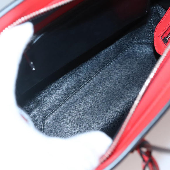 BALENCIAGA Cable Shopper S Hand Bag Leather 2way Red Silver 371177 Auth BD2212