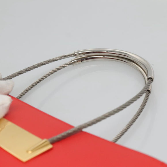 BALENCIAGA Cable Shopper S Hand Bag Leather 2way Red Silver 371177 Auth BD2212