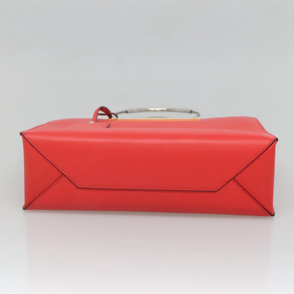 BALENCIAGA Cable Shopper S Hand Bag Leather 2way Red Silver 371177 Auth BD2212