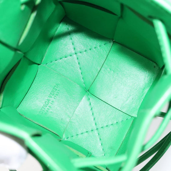 BOTTEGA VENETA MAXI INTRECCIATO Cassette Shoulder Bag Leather Green Auth BD2213