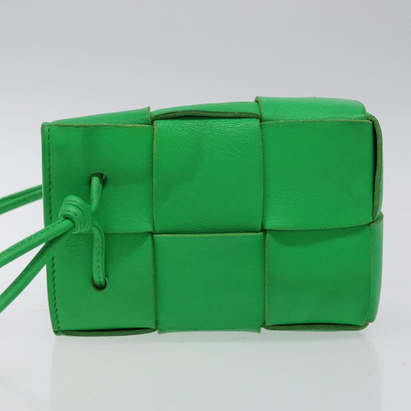 BOTTEGA VENETA MAXI INTRECCIATO Cassette Shoulder Bag Leather Green Auth BD2213