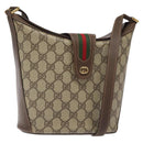 GUCCI GG Supreme Web Sherry Line Shoulder Bag PVC Beige 40 02 081 Auth BD2229-1