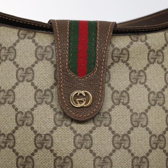 GUCCI GG Supreme Web Sherry Line Shoulder Bag PVC Beige 40 02 081 Auth BD2229