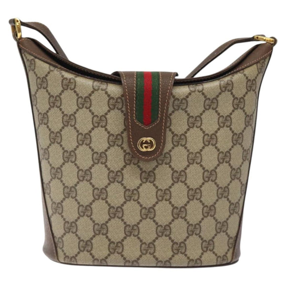 GUCCI GG Supreme Web Sherry Line Shoulder Bag PVC Beige 40 02 081 Auth BD2229