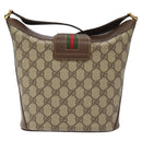 GUCCI GG Supreme Web Sherry Line Shoulder Bag PVC Beige 40 02 081 Auth BD2229-2