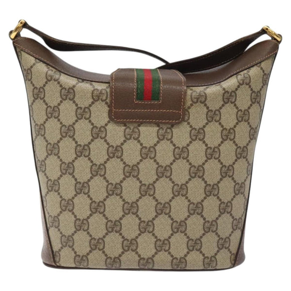 GUCCI GG Supreme Web Sherry Line Shoulder Bag PVC Beige 40 02 081 Auth BD2229