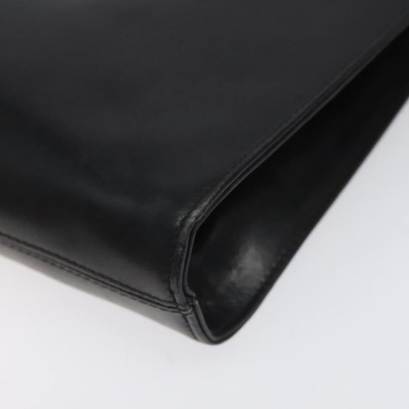 Salvatore Ferragamo Gancini Chain Shoulder Bag Leather Black Gold Auth BD223