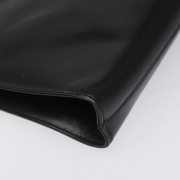 Salvatore Ferragamo Gancini Chain Shoulder Bag Leather Black Gold Auth BD223