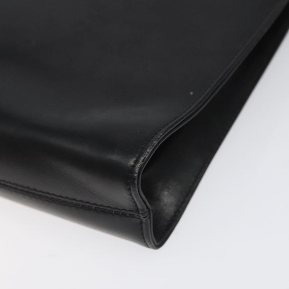 Salvatore Ferragamo Gancini Chain Shoulder Bag Leather Black Gold Auth BD223