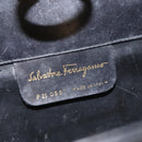 Salvatore Ferragamo Gancini Chain Shoulder Bag Leather Black Gold Auth BD223-12