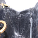 Salvatore Ferragamo Gancini Chain Shoulder Bag Leather Black Gold Auth BD223-18