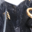 Salvatore Ferragamo Gancini Chain Shoulder Bag Leather Black Gold Auth BD223-11