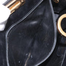 Salvatore Ferragamo Gancini Chain Shoulder Bag Leather Black Gold Auth BD223-19