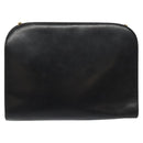 Salvatore Ferragamo Gancini Chain Shoulder Bag Leather Black Gold Auth BD223-2