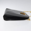 Salvatore Ferragamo Gancini Chain Shoulder Bag Leather Black Gold Auth BD223-3