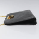 Salvatore Ferragamo Gancini Chain Shoulder Bag Leather Black Gold Auth BD223-4