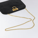 Salvatore Ferragamo Gancini Chain Shoulder Bag Leather Black Gold Auth BD223-7