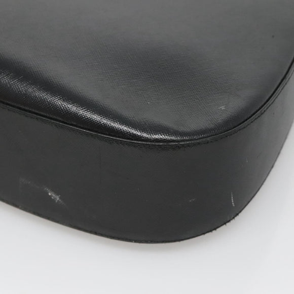 Salvatore Ferragamo Gancini Shoulder Bag Safiano leather Black Auth BD2230