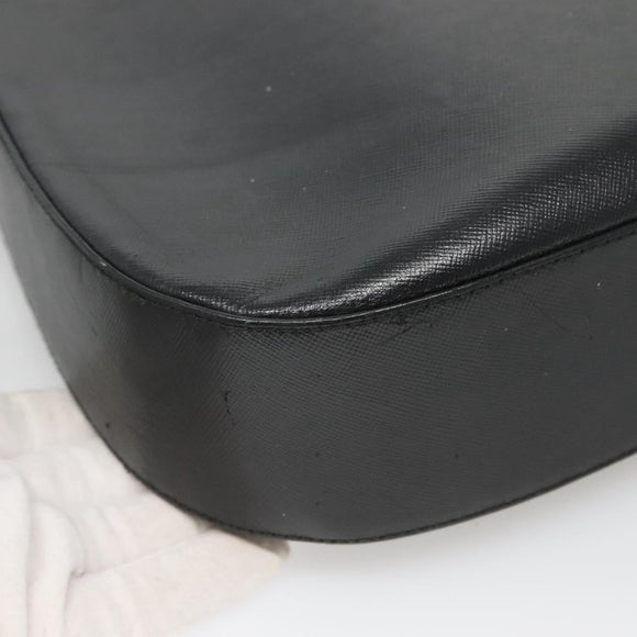 Salvatore Ferragamo Gancini Shoulder Bag Safiano leather Black Auth BD2230