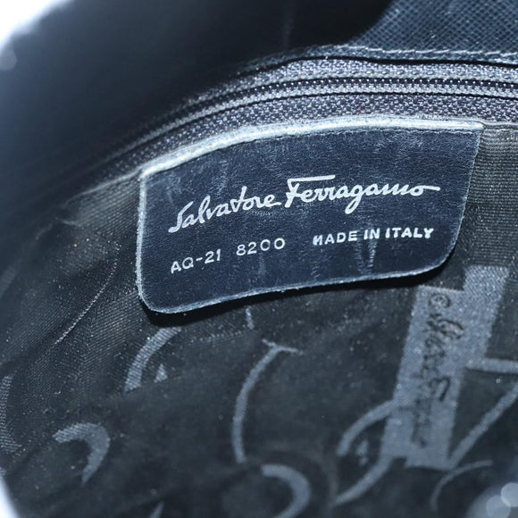 Salvatore Ferragamo Gancini Shoulder Bag Safiano leather Black Auth BD2230