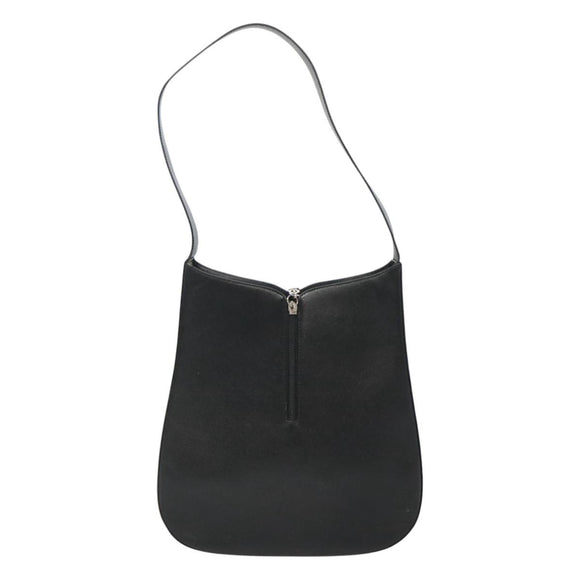 Salvatore Ferragamo Gancini Shoulder Bag Safiano leather Black Auth BD2230