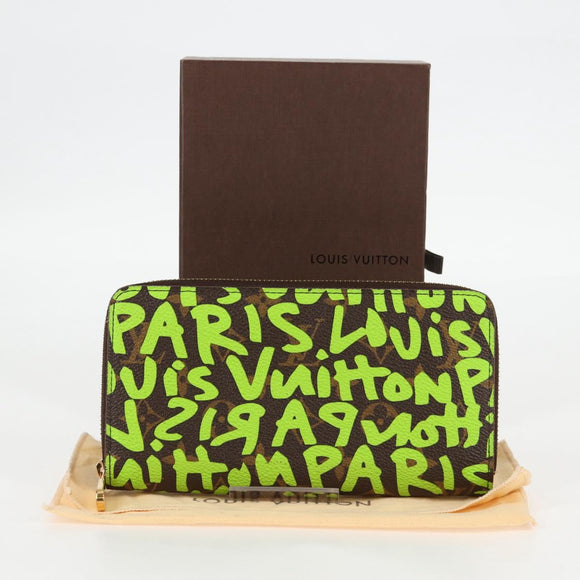 LOUIS VUITTON Monogram Graffiti Zippy Wallet Green M93712 LV Auth BD2242V